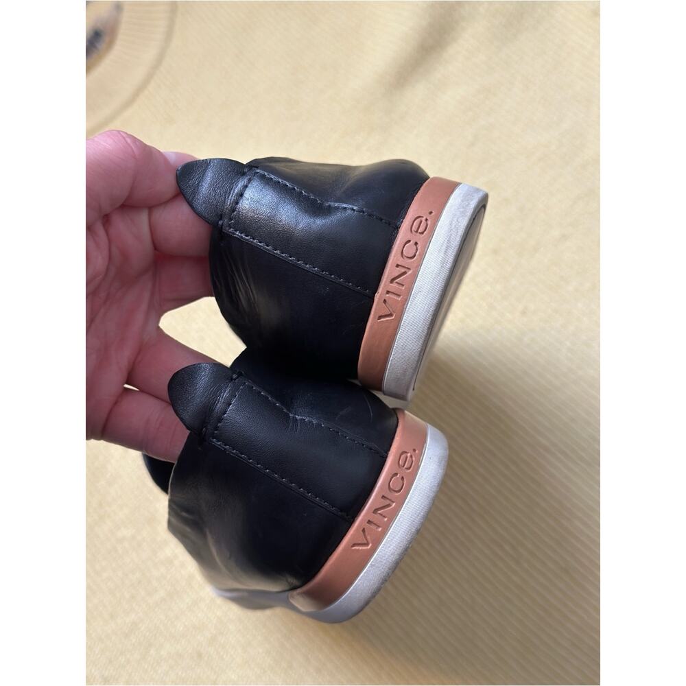 Vince Black Leather Slip-On Sneakers with White Sole Womens 6.5 - Picture 4 of 6